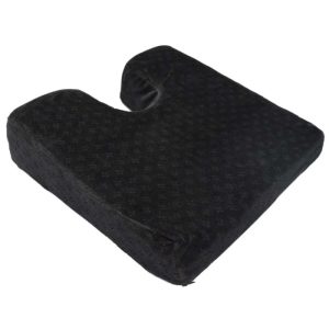 Simplantex Coccyx cut-out Memory Foam Velour Cover Wedge Cushion - Black (14x14x4")